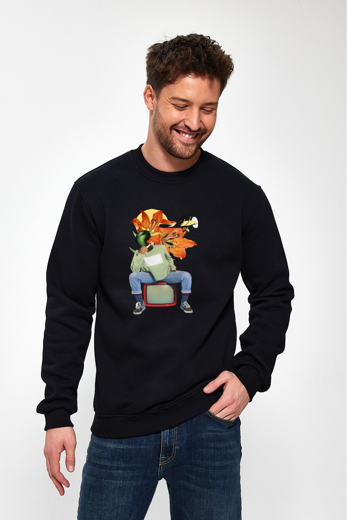 TV Adam Baskılı Sweatshirt