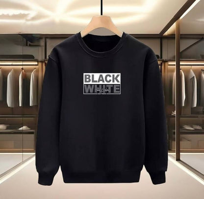 Black White Baskılı Sweatshirt